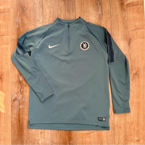 Chelsea Football Club Nike Dry Fit Training 1/4 Zip Celestial Teal Size Large - Picture 2 of 7